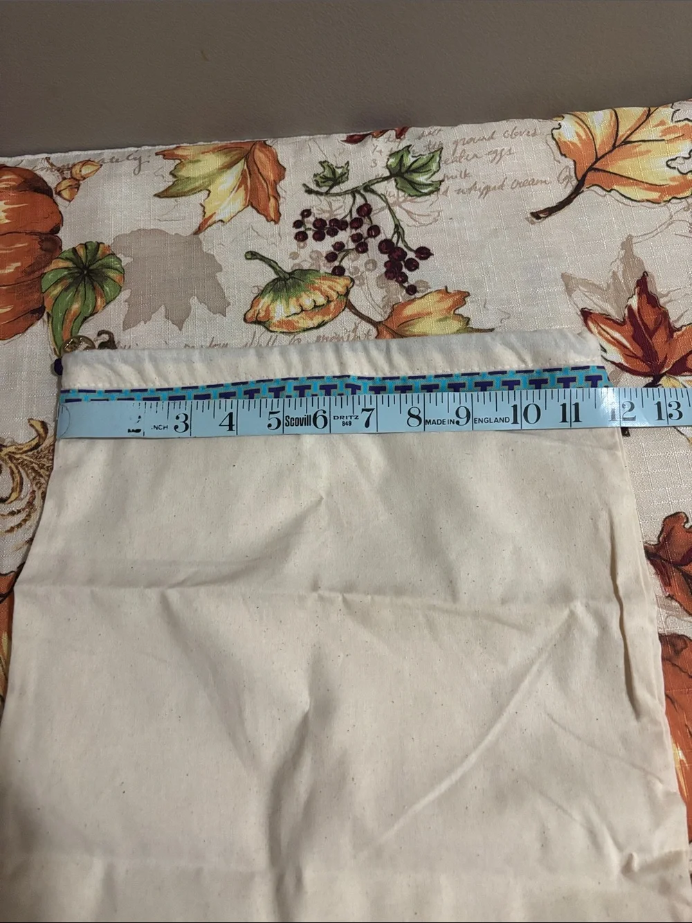 Tory Burch Cream Canvas Dust Bag with Blue Logo Trim
